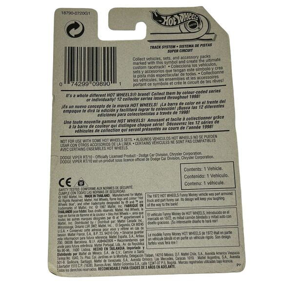 Dodge Viper RT/10 Hot Wheels Diecast Car White Collectible Vintage 90s 1998 New - Picture 3 of 5